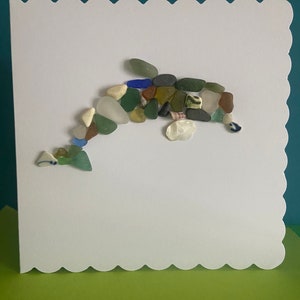 Sea treasures  dolphin / handmade birthday card