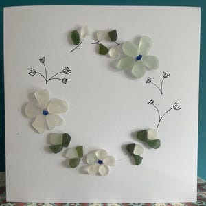 Cerchio di amici/Biglietto di auguri fatto a mano in vetro di mare irlandese/Biglietto di fiori/Biglietto di compleanno/Festa della mamma/Biglietto vuoto