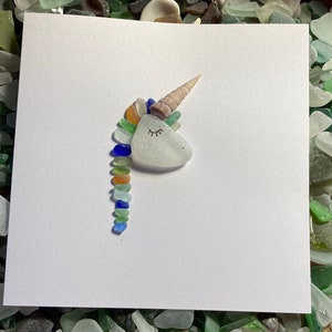 Tarjeta de cumpleaños de unicornio / tarjeta de cumpleaños de niña / Seaglass / unicornio / tarjeta en blanco