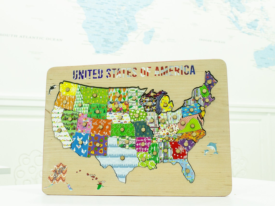 Map Of The US USA Puzzle Educational Game Wood Toy Gift Etsy Il 1140xN.3004560114 Gluv