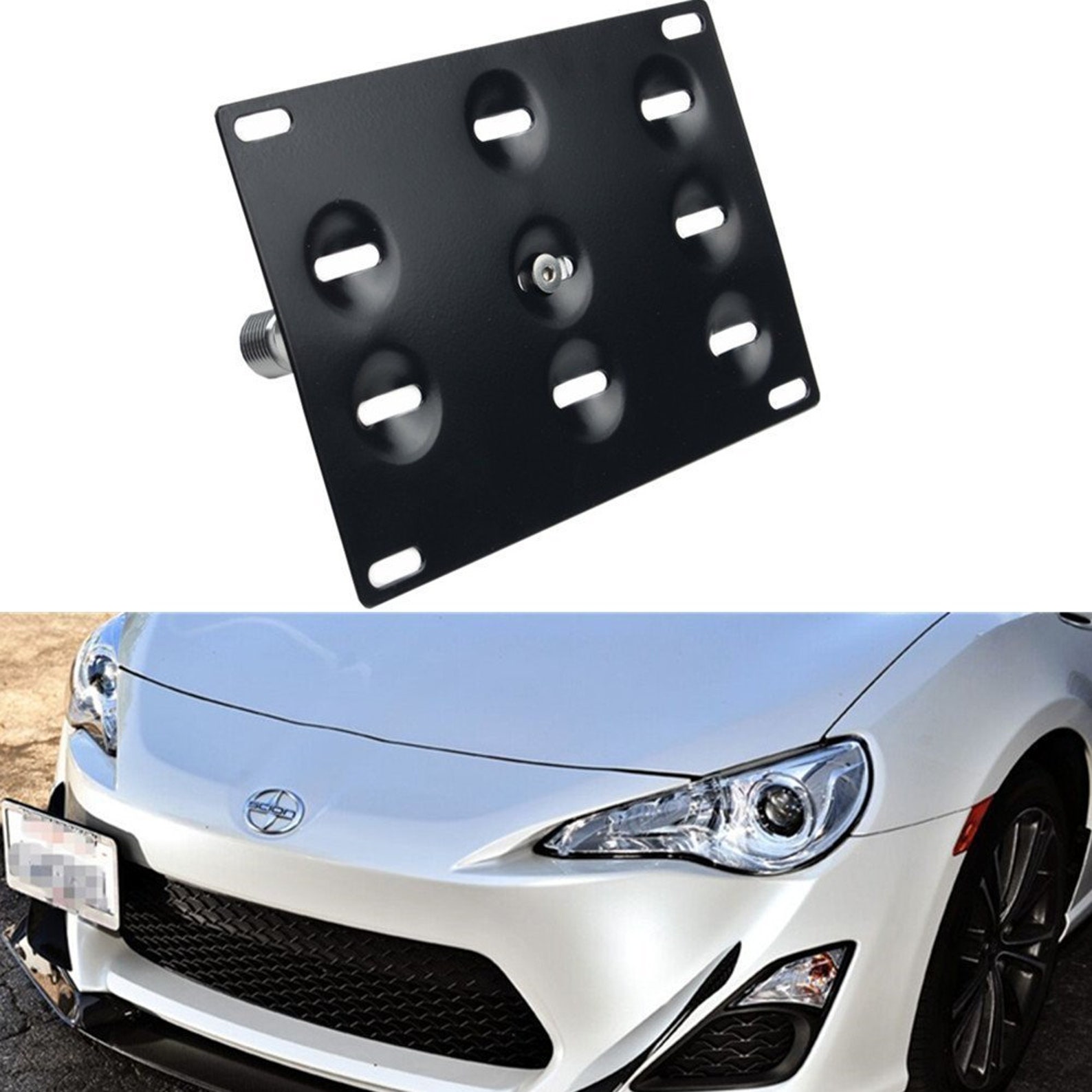 Front Bumper Tow Hook Cover Fascia License Plate Bracket Frame Etsy