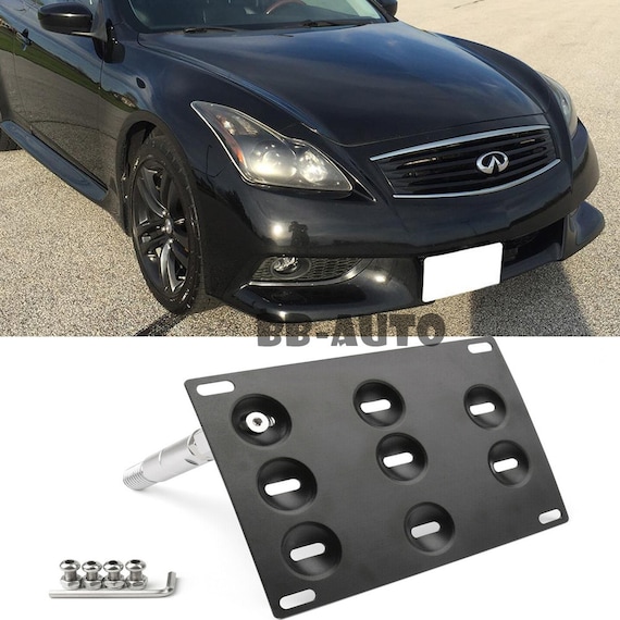 Front Bumper Tow Hook Hole Cover License Plate Relocate Bracket Frame  Holder for 09-13 Infiniti Nissan G37 Skyline Sedan 