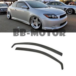 For 05-10 Scion Toyota TC JDM Side Door Window Visor Rain Guard In-Channel Vent Deflector 2.4L 2AZFE Spec Base Coupe VVT-i Spoiler Body Kit