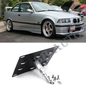 Tow Hook Hole License Plate Bracket Mount For 92-98 BMW E36 3 Series – Front Relocation, Black