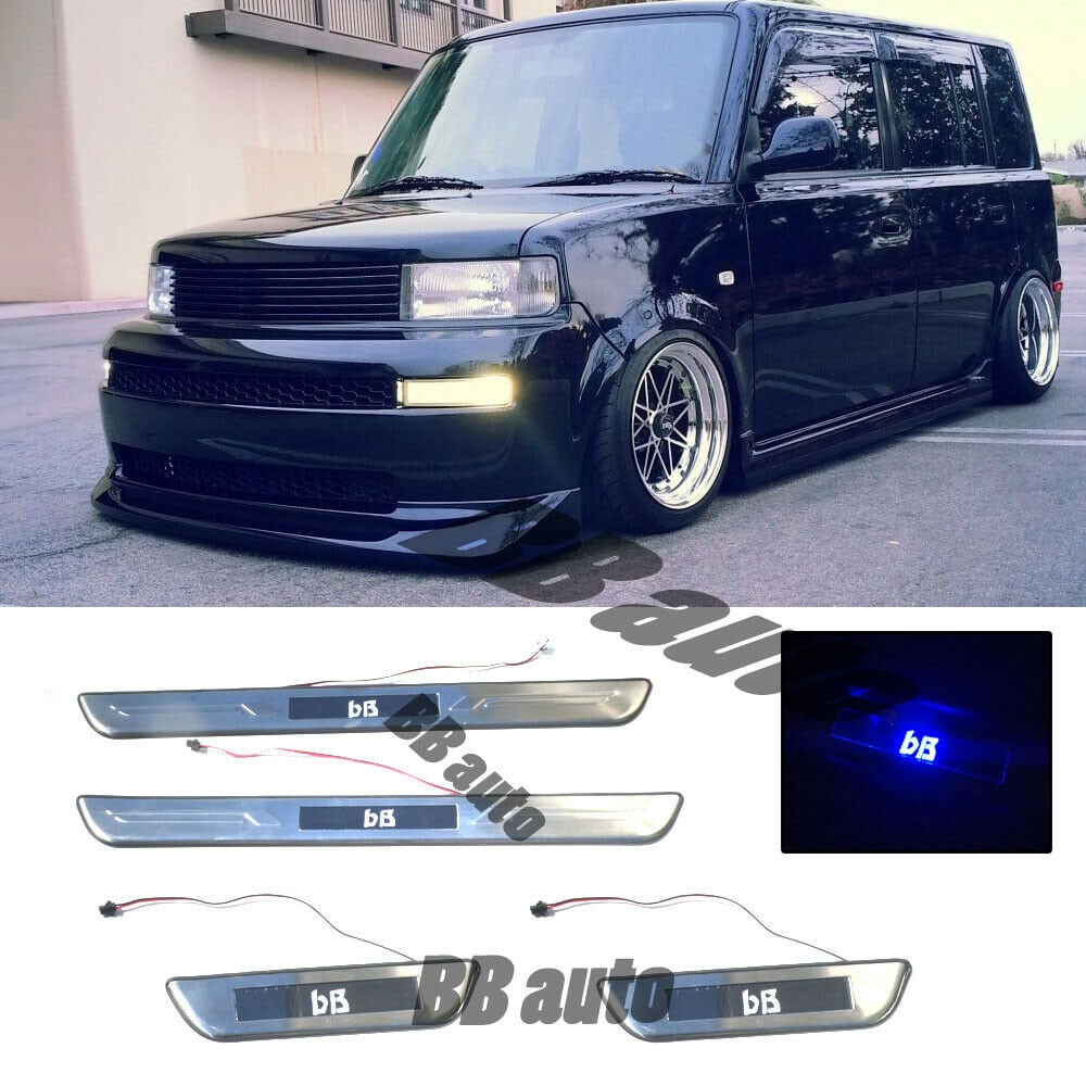 For 04-06 Scion Xb Toyota Bb 1st Gen Blue LED Door Panel Step Interior Trim  Aluminum Sill Protector Cover PTS21-52032 Scuff Plate 1NZFE 1.5L 