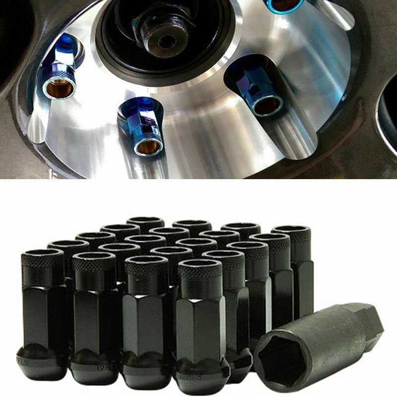 For Honda Toyota Lexus Acura Mazda Wheel Rim Spacers Hub Bearing Lug Nuts  Studs Bolts Screws M12x1.5 Anodized Muketi Tuner Open End 48MM X20 