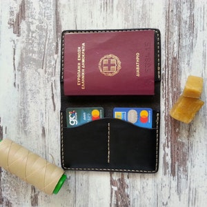 Cartera larga de cuero, billetera minimalista, billetera delgada de hombre artesanal, tarjetero de cuero, tarjetero de cuero, billetera de cuero, billetera hecha a mano imagen 2