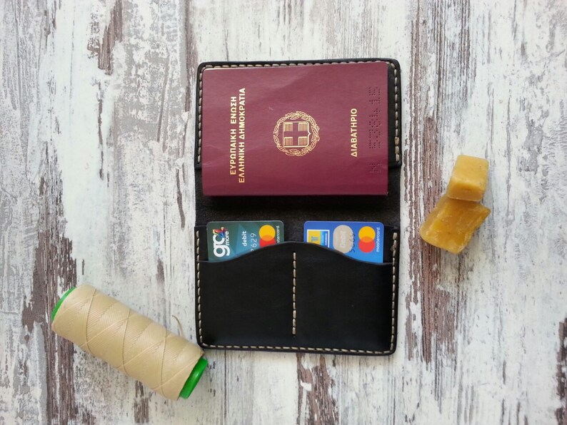 Cartera larga de cuero, billetera minimalista, billetera delgada de hombre artesanal, tarjetero de cuero, tarjetero de cuero, billetera de cuero, billetera hecha a mano imagen 2