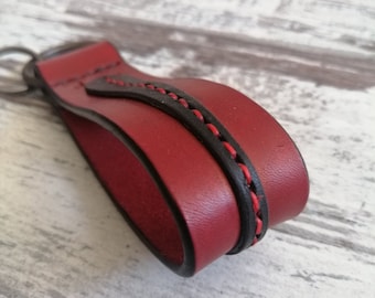 Handcrafted Leather Key Fob: Vegetable Tan Leather Keychain