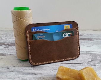 Slim leather wallet,minimalist wallet, handcrafted men's slim wallet, leather card holder, leather card case, leather wallet,handmade wallet