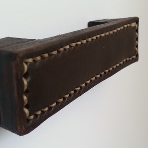 Leather drawer handles, Knopf, knob, leather drawer pulls,handles,leather handles, leather pulls,cabinet pulls leather Dark Brown