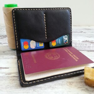 Cartera larga de cuero, billetera minimalista, billetera delgada de hombre artesanal, tarjetero de cuero, tarjetero de cuero, billetera de cuero, billetera hecha a mano imagen 6