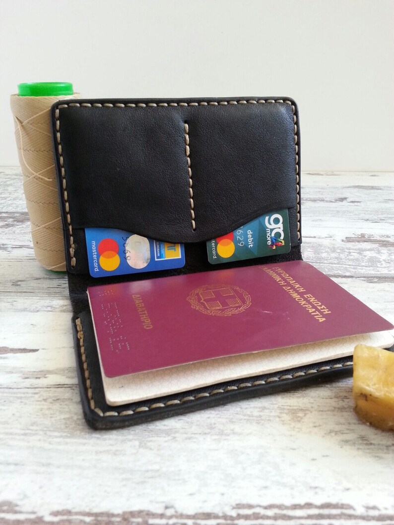 Cartera larga de cuero, billetera minimalista, billetera delgada de hombre artesanal, tarjetero de cuero, tarjetero de cuero, billetera de cuero, billetera hecha a mano imagen 6