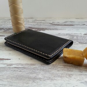 Cartera larga de cuero, billetera minimalista, billetera delgada de hombre artesanal, tarjetero de cuero, tarjetero de cuero, billetera de cuero, billetera hecha a mano imagen 8