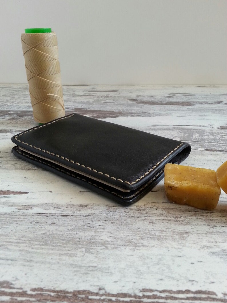 Cartera larga de cuero, billetera minimalista, billetera delgada de hombre artesanal, tarjetero de cuero, tarjetero de cuero, billetera de cuero, billetera hecha a mano imagen 8