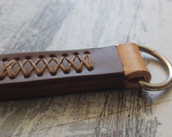 Handcrafted Leather Key Fob: Vegetable Tan Leather Keychain