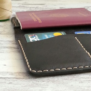 Cartera larga de cuero, billetera minimalista, billetera delgada de hombre artesanal, tarjetero de cuero, tarjetero de cuero, billetera de cuero, billetera hecha a mano imagen 3