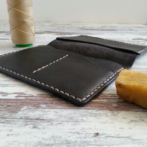 Cartera larga de cuero, billetera minimalista, billetera delgada de hombre artesanal, tarjetero de cuero, tarjetero de cuero, billetera de cuero, billetera hecha a mano imagen 7