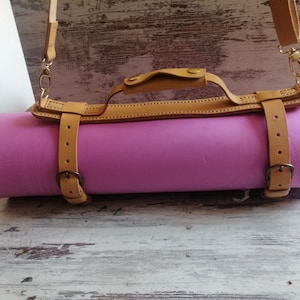 Cinturino in pelle per tappetino da yoga, supporto per tappetino da yoga, accessori da campeggio, coperta da picnic in pelle, cinturino per coperta in pelle