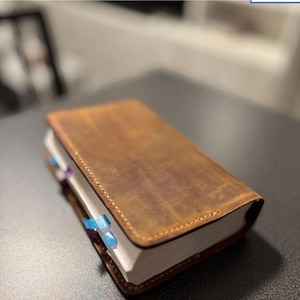 Handcrafted Full Grain Leather Book Cover: Custom Bible Case