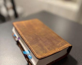 Funda de cuero para libros, funda para libros, funda para Biblia, registro bíblico, funda de cuero para Biblia, fundas para libros, estuche para Biblia, accesorios de cuero, funda de libro personalizada