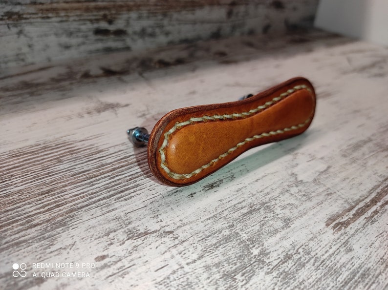 Leather drawer handles, Knopf, knob, leather drawer pulls,handles,leather handles, leather pulls,cabinet pulls leather Light Brown