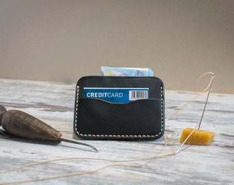 Slim leather wallet,minimalist wallet, handcrafted men's slim wallet, leather card holder, leather card case, leather wallet,handmade wallet