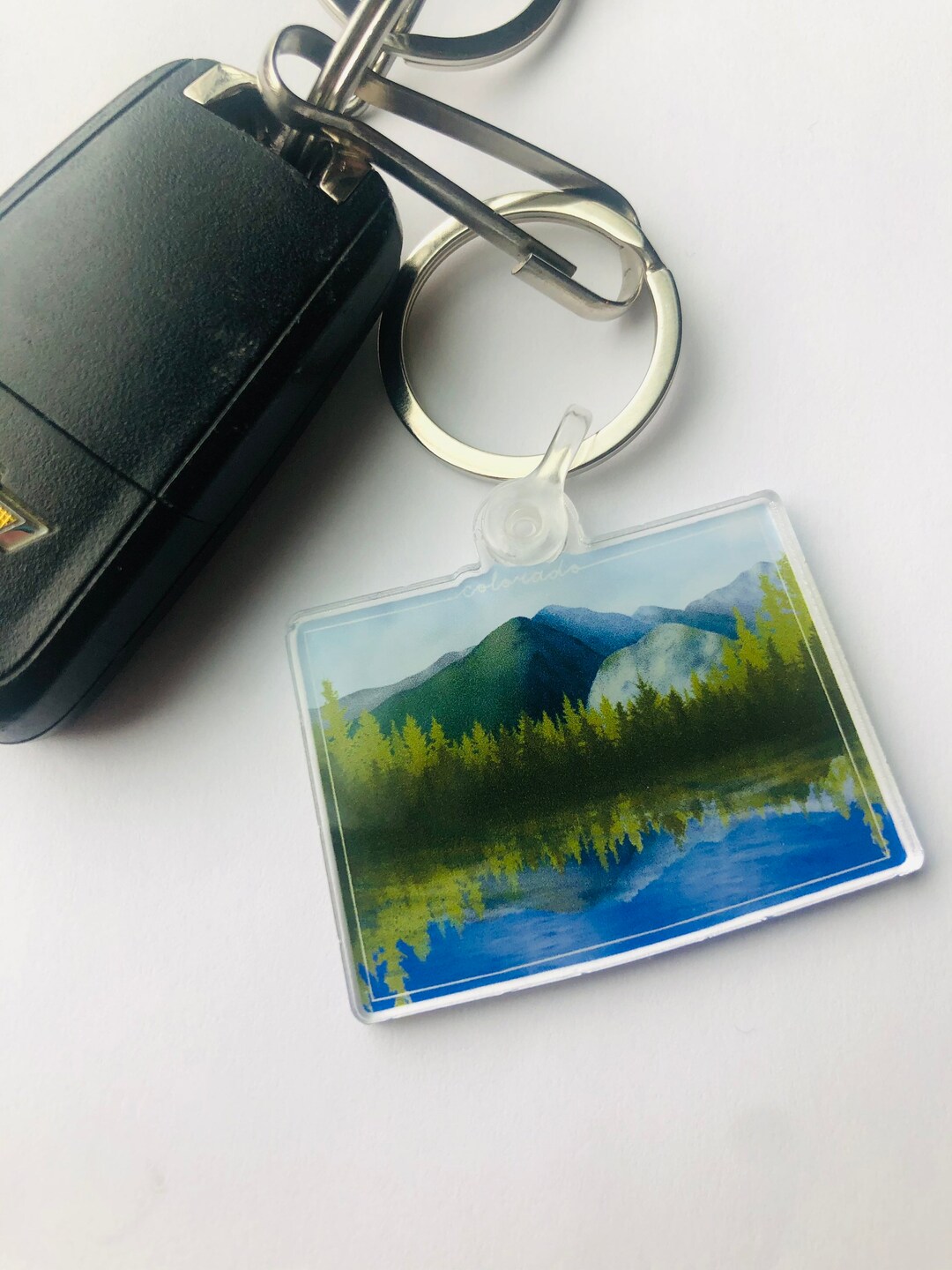 Landscape Keychain Colorado Landscape Keychain | Acrylic | CO | Keychain | Lanyard | - Etsy