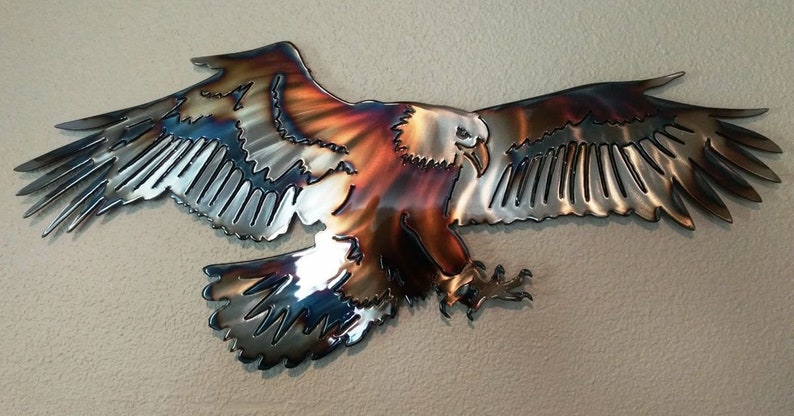 Bald Eagle Diving Torched Metal Wall Art | Etsy