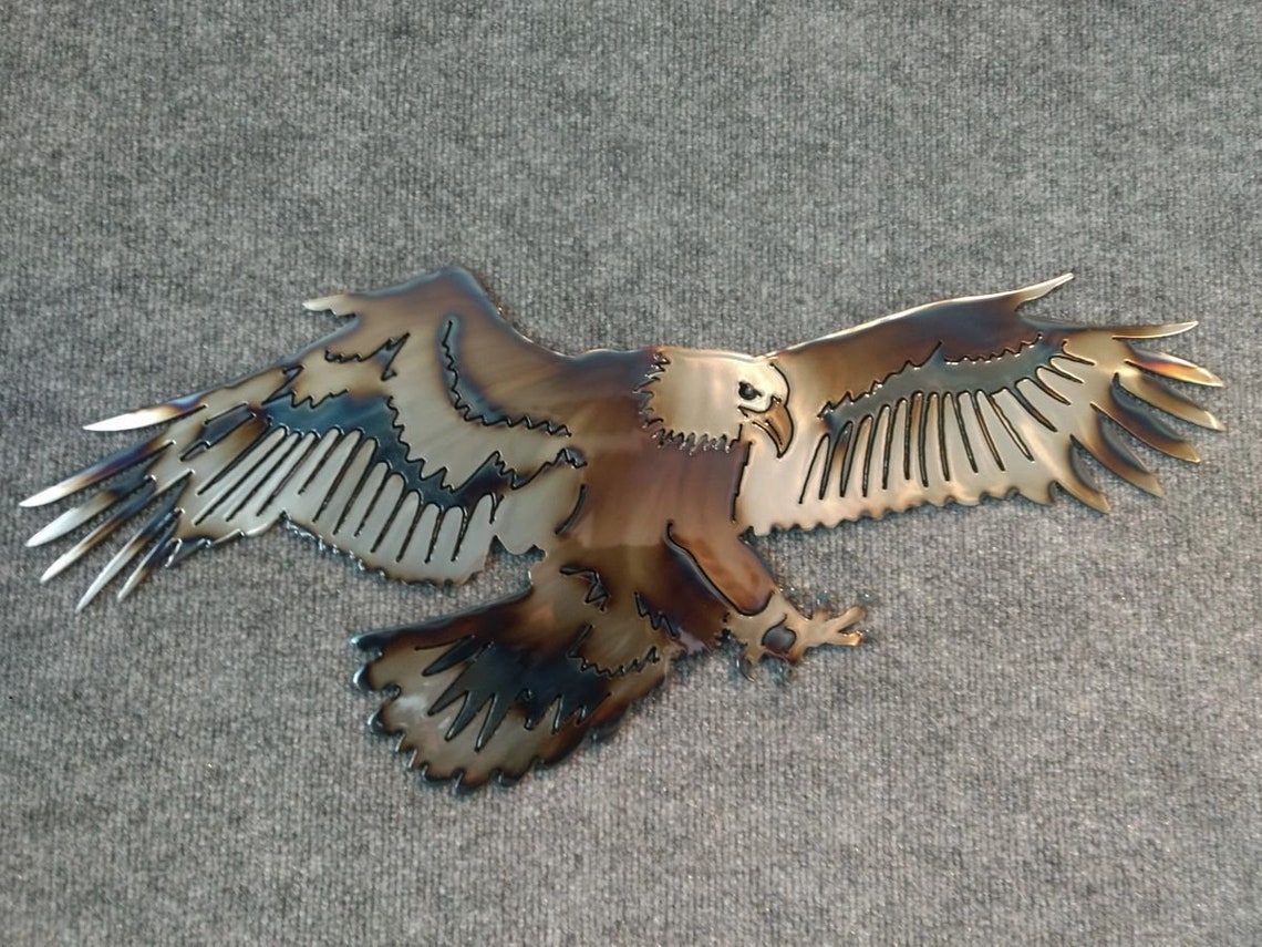 Bald Eagle Diving Torched Metal Wall Art | Etsy