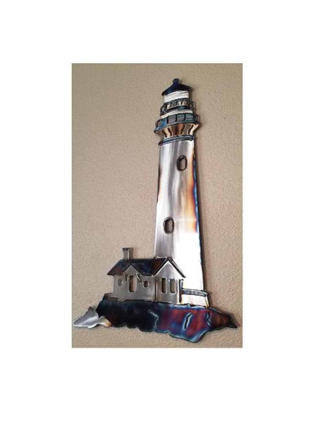Metal Lighthouse Torched Wall Art Etsy