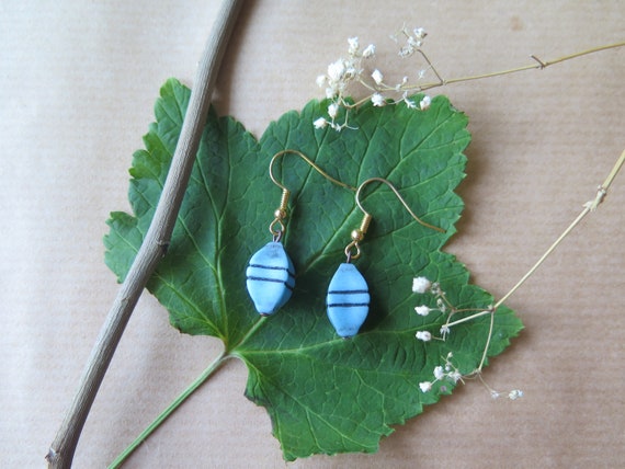 Blue plastic earrings