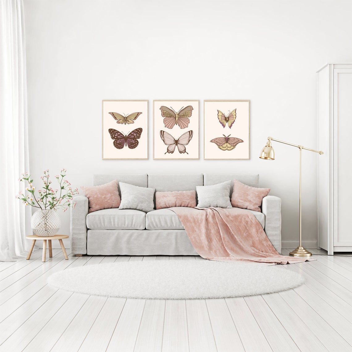 Blush Printable Set Butterfly Printable Minimalist Art - Etsy