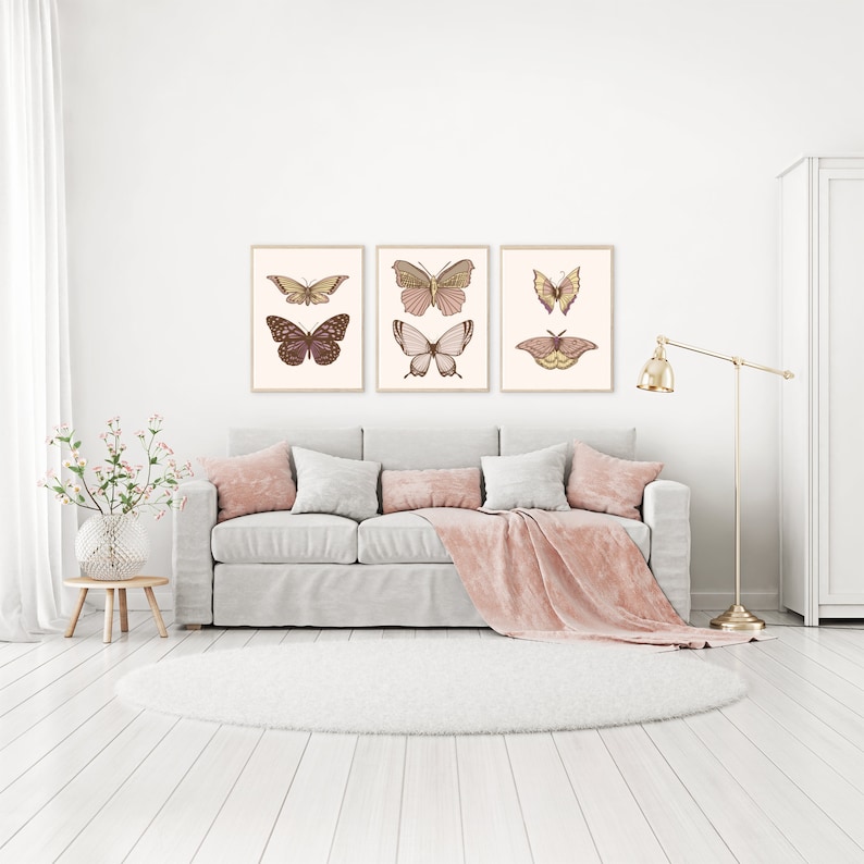 Blush Printable Set Butterfly Printable Minimalist Art - Etsy
