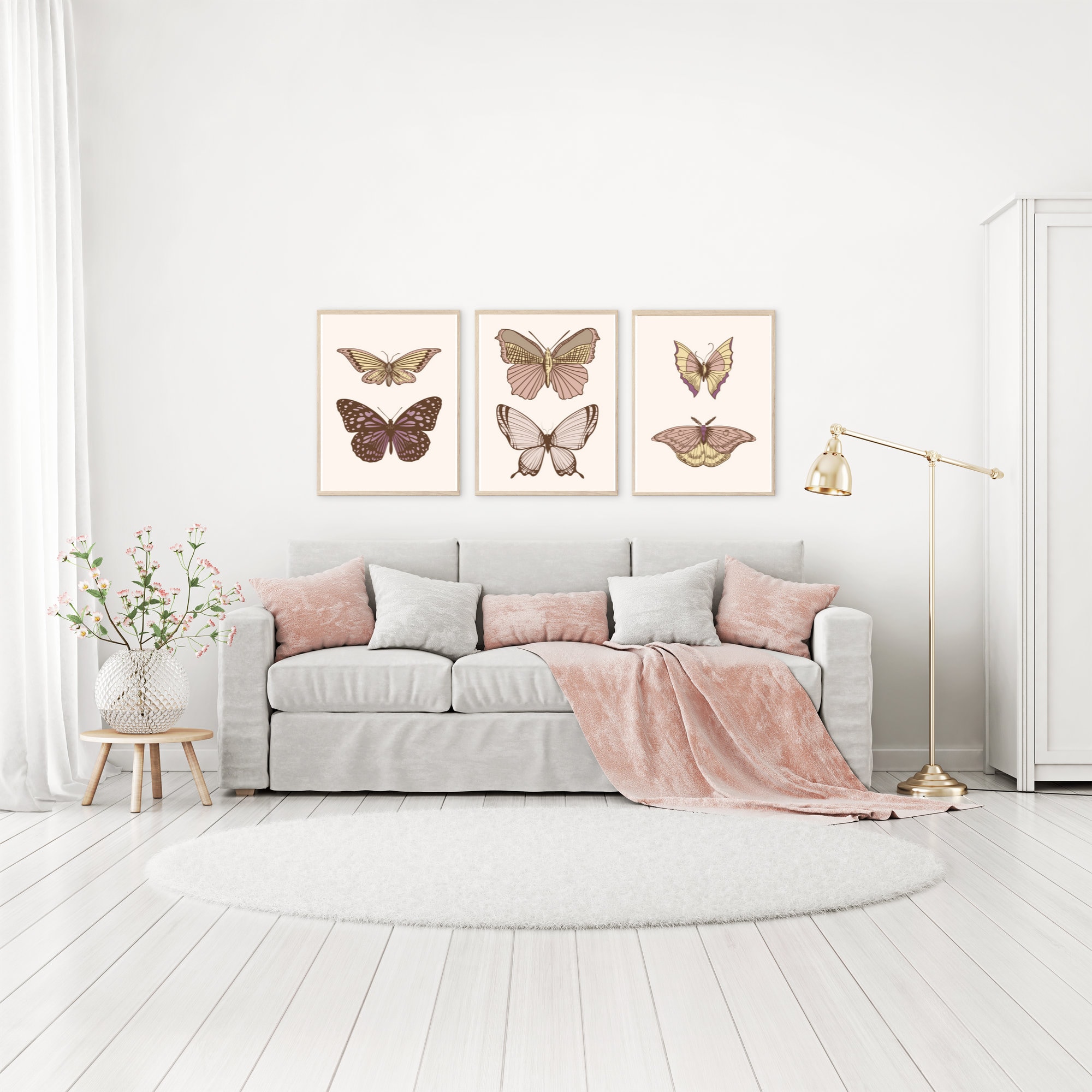 Blush Printable Set Butterfly Printable Minimalist Art - Etsy