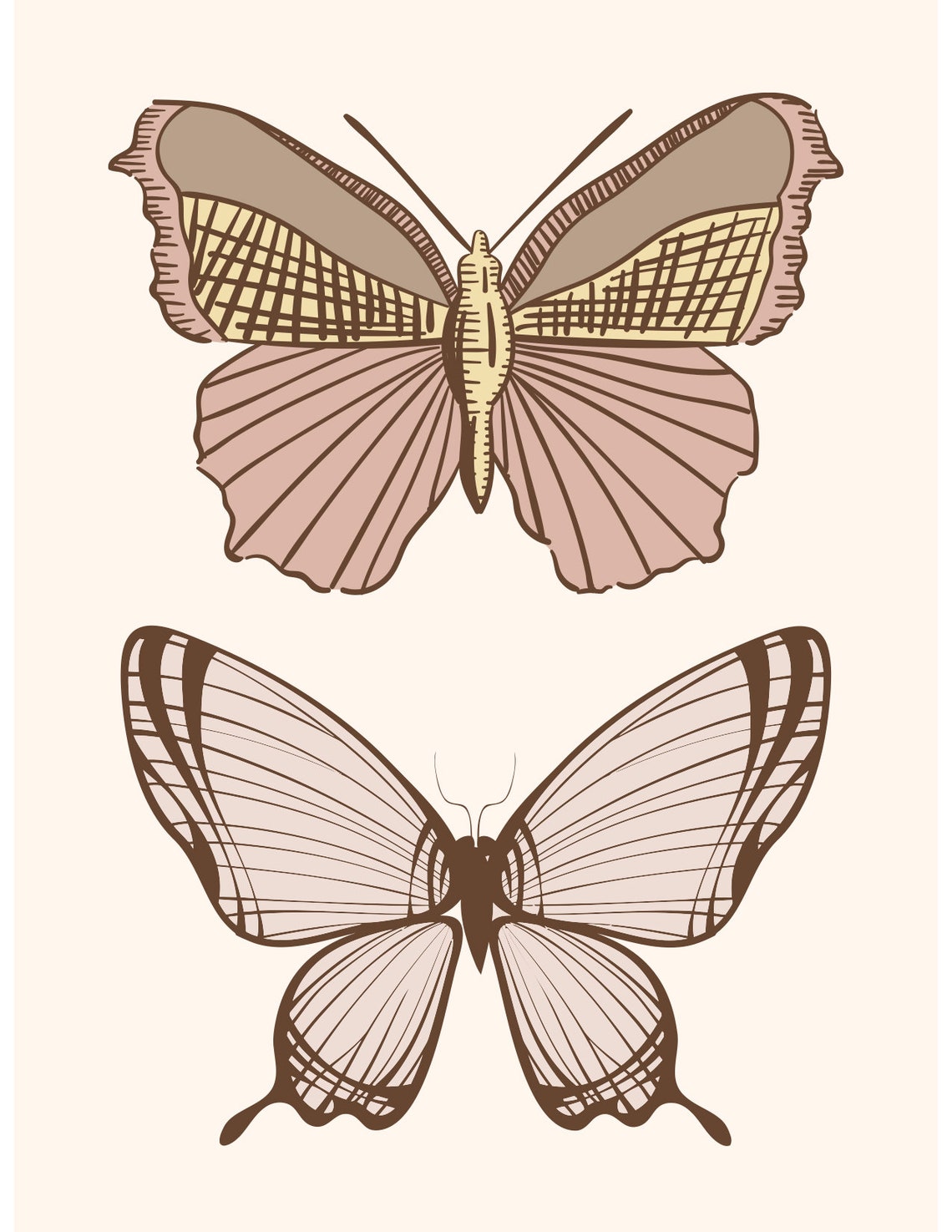 Blush Printable Set Butterfly Printable Minimalist Art - Etsy