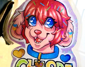 Holographic Fursona Headshot Badge