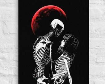 Dark Art Red Moon Couple Canvas 16x20 inches