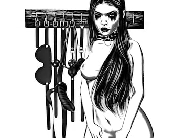 Fetish Dark Art. Dark erotic print.