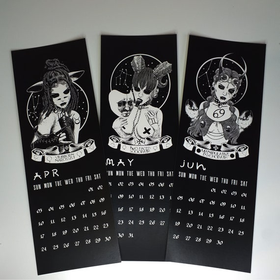 Wall Calendar 2023. Dark Zodiac Calendar. Postcard Calendar