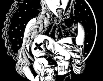 Dark Scorpio Art Poster, Goth Zodiac Print