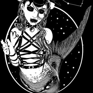 Dark Capricorn. Dark Zodiac. Dark Art Poster.