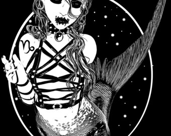 Dark Capricorn Zodiac Art Poster (A4)