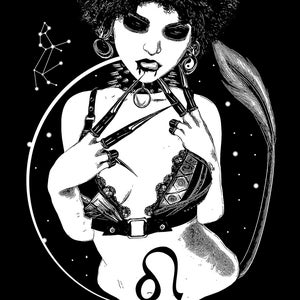 Dark Leo. Dark Zodiac. Dark art print. Zodiac Poster