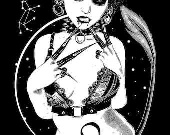 Dark Leo Zodiac Art Print