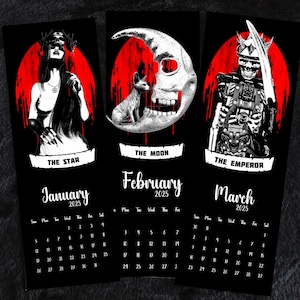 Wall Calendar 2025. Dark Tarot Calendar. Postcard Calendar. Goth Calendar. Satanic Calendar.