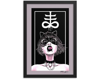 LIMITED EDITION framed poster. Satanic art. Goth art