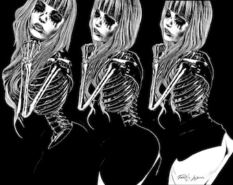 Erotic Skeleton Art Print, Dark Gothic Poster