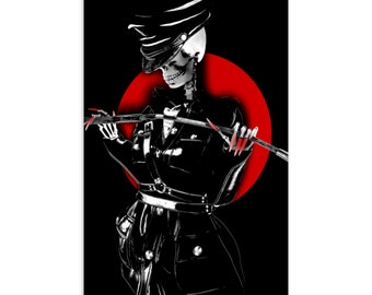 Dark Fetish Art Postcard - Gothic Pinup
