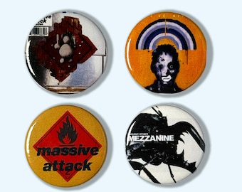 Insignias de botón de 25 mm de Massive Attack / Entrepiso / Líneas Azules / Protección / Heligoland